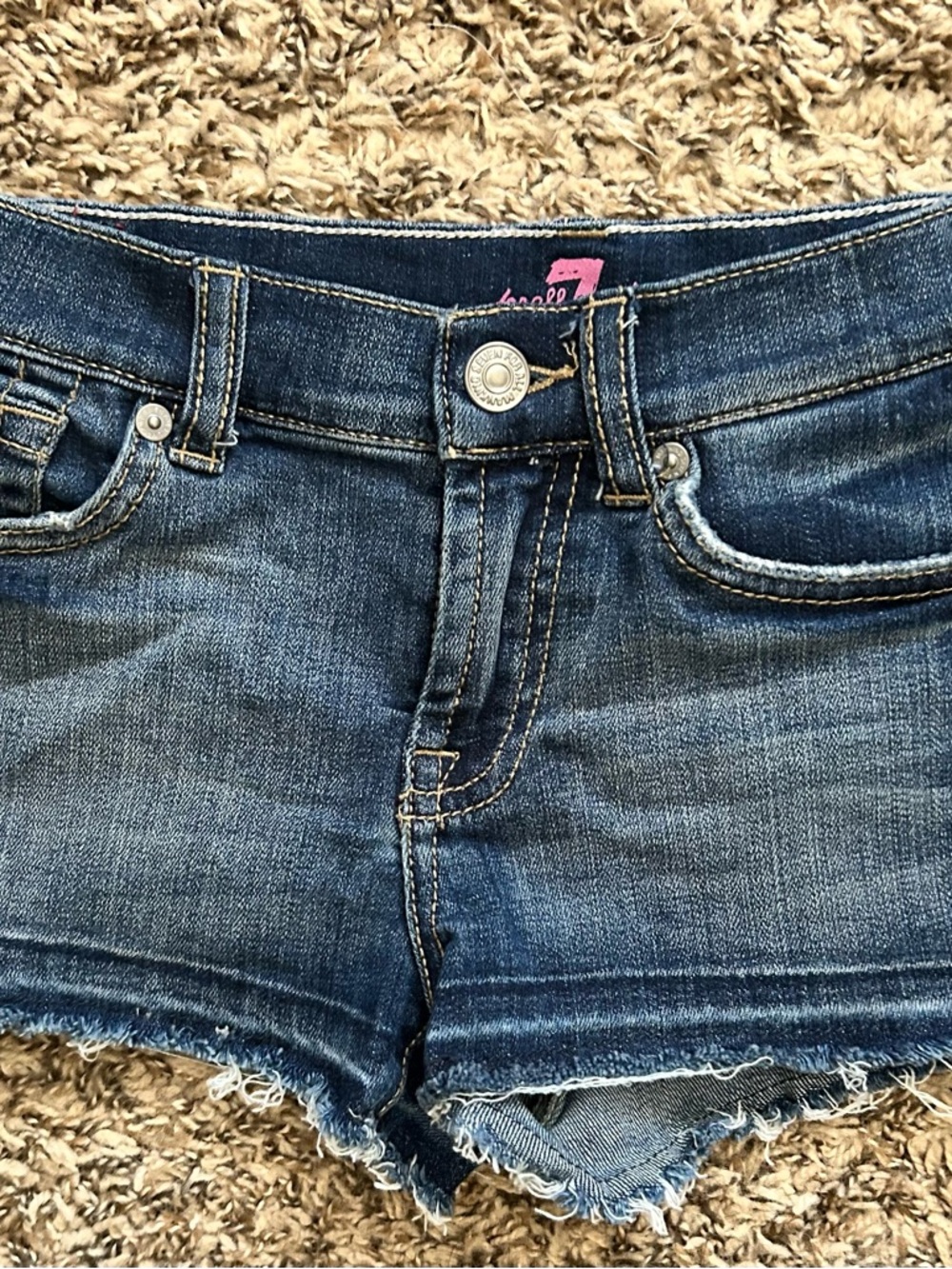 7 For All Mankind Girls Dark Blue Denim Cutoff Shorts